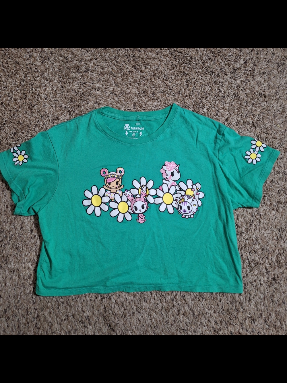 Tokidoki Donutella Daisy Field Graphic Crop Top Green Size M